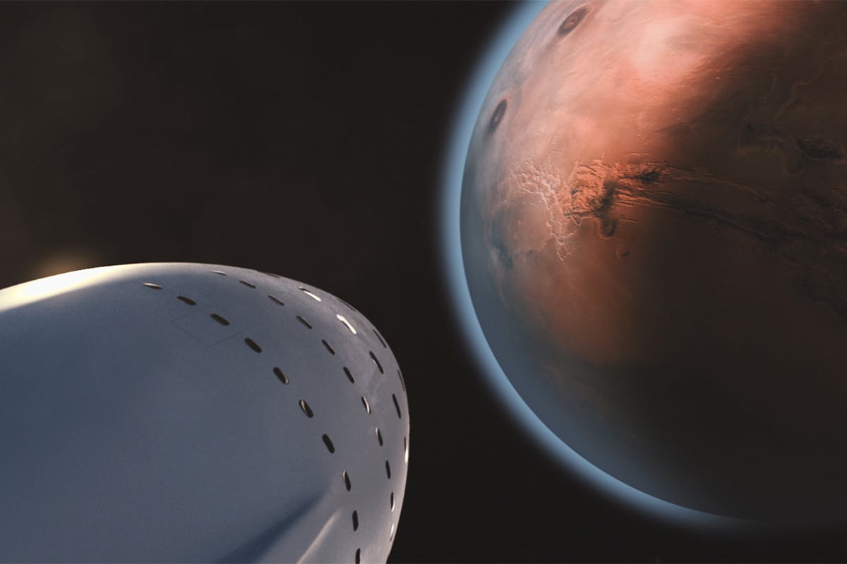 A high-tech space observatory under a brilliant starry sky